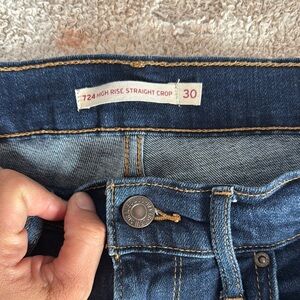 Levi's Women's Blue High Rise Straight Crop Jeans